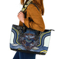 North Queensland Cowboys Leather Tote Bag The Scream of Lightning Eyes - Indigenous Dot Ripping Effect