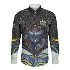 North Queensland Cowboys Long Sleeve Button Shirt The Scream of Lightning Eyes - Indigenous Dot Ripping Effect