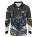 North Queensland Cowboys Long Sleeve Polo Shirt The Scream of Lightning Eyes - Indigenous Dot Ripping Effect