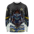 North Queensland Cowboys Long Sleeve Shirt The Scream of Lightning Eyes - Indigenous Dot Ripping Effect