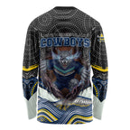 North Queensland Cowboys Long Sleeve Shirt The Scream of Lightning Eyes - Indigenous Dot Ripping Effect