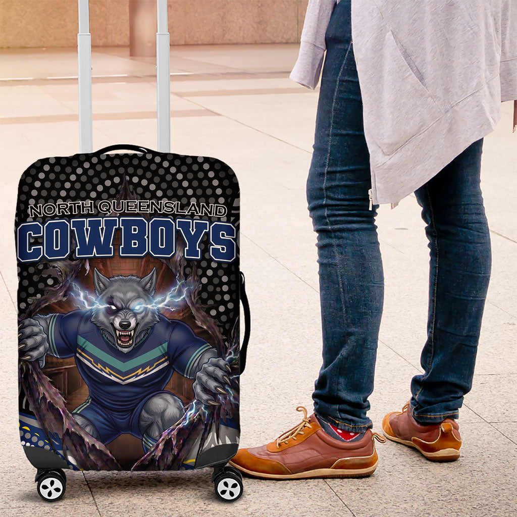 North Queensland Cowboys Luggage Cover The Scream of Lightning Eyes - Indigenous Dot Ripping Effect