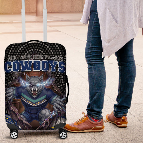 North Queensland Cowboys Luggage Cover The Scream of Lightning Eyes - Indigenous Dot Ripping Effect