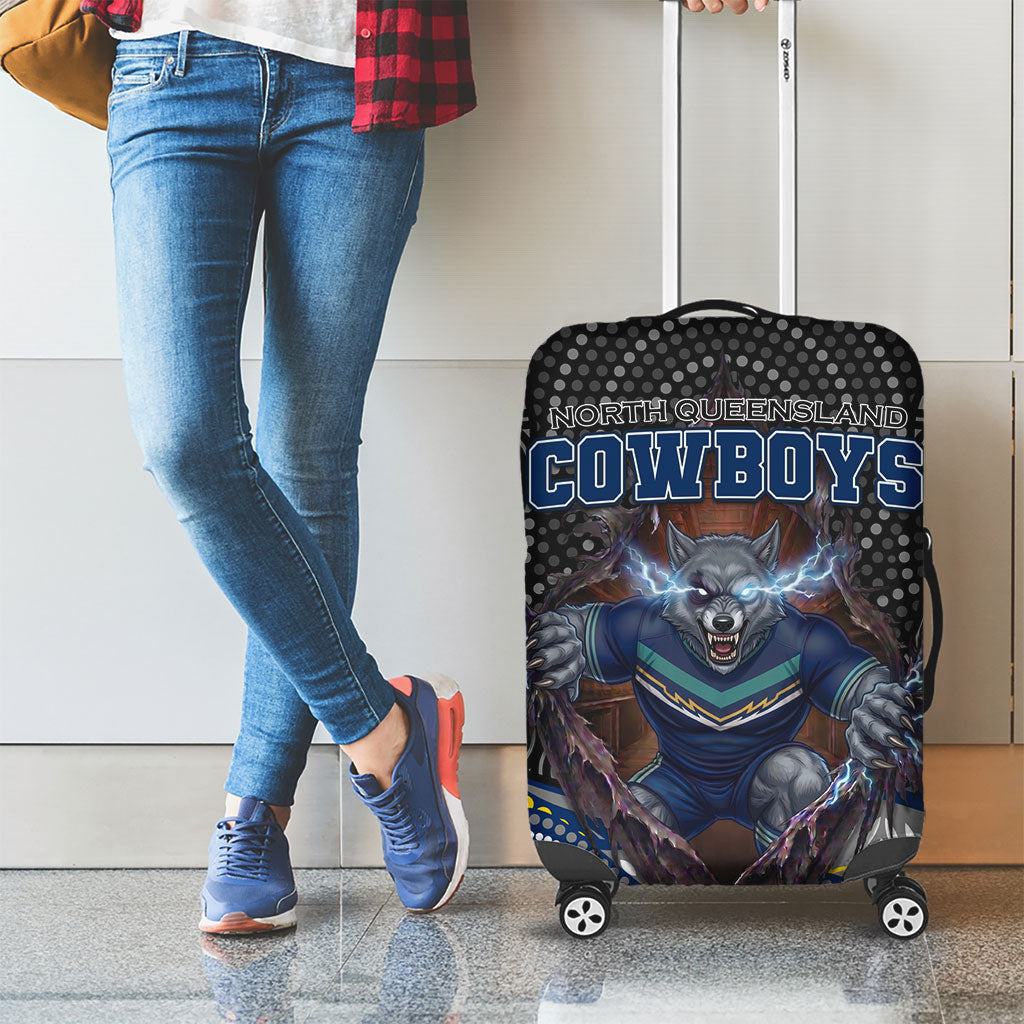 North Queensland Cowboys Luggage Cover The Scream of Lightning Eyes - Indigenous Dot Ripping Effect