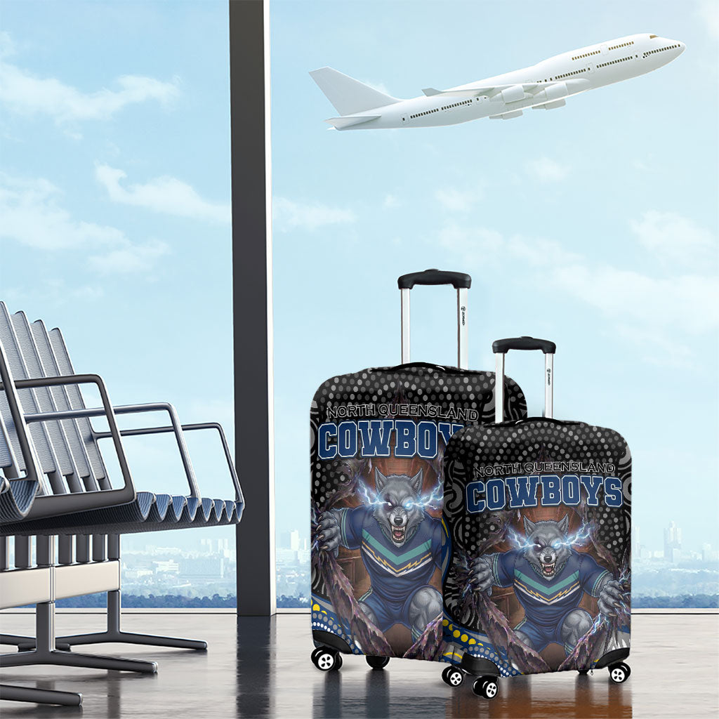 North Queensland Cowboys Luggage Cover The Scream of Lightning Eyes - Indigenous Dot Ripping Effect