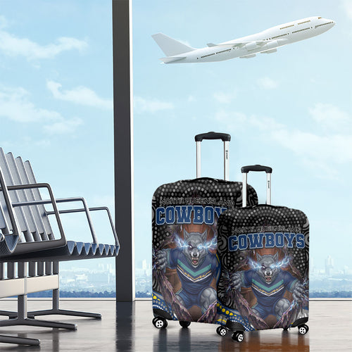 North Queensland Cowboys Luggage Cover The Scream of Lightning Eyes - Indigenous Dot Ripping Effect