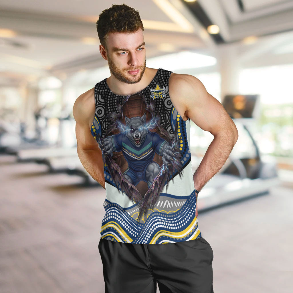 North Queensland Cowboys Men Tank Top The Scream of Lightning Eyes - Indigenous Dot Ripping Effect