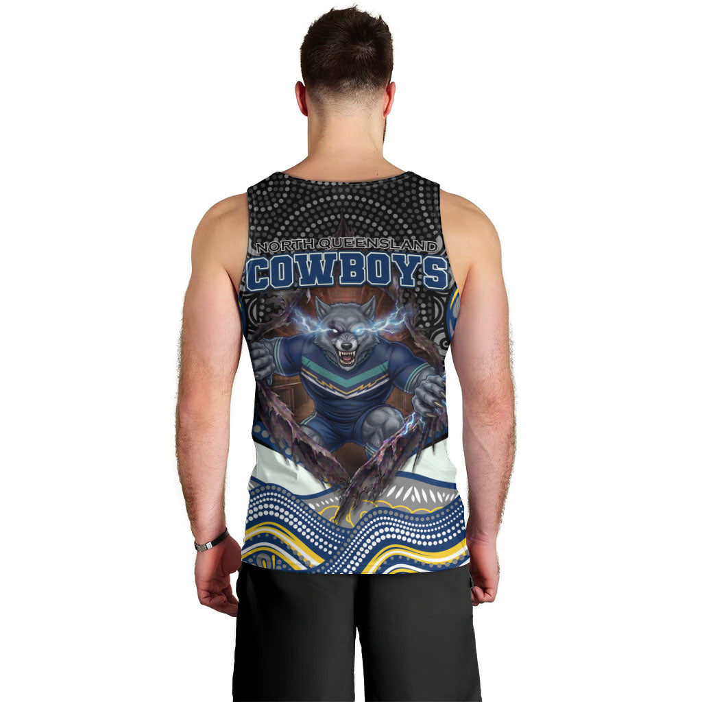 North Queensland Cowboys Men Tank Top The Scream of Lightning Eyes - Indigenous Dot Ripping Effect