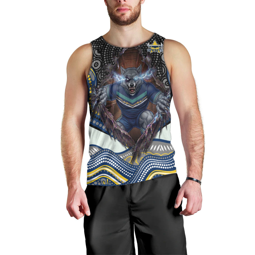 North Queensland Cowboys Men Tank Top The Scream of Lightning Eyes - Indigenous Dot Ripping Effect