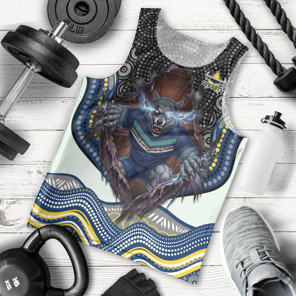 North Queensland Cowboys Men Tank Top The Scream of Lightning Eyes - Indigenous Dot Ripping Effect