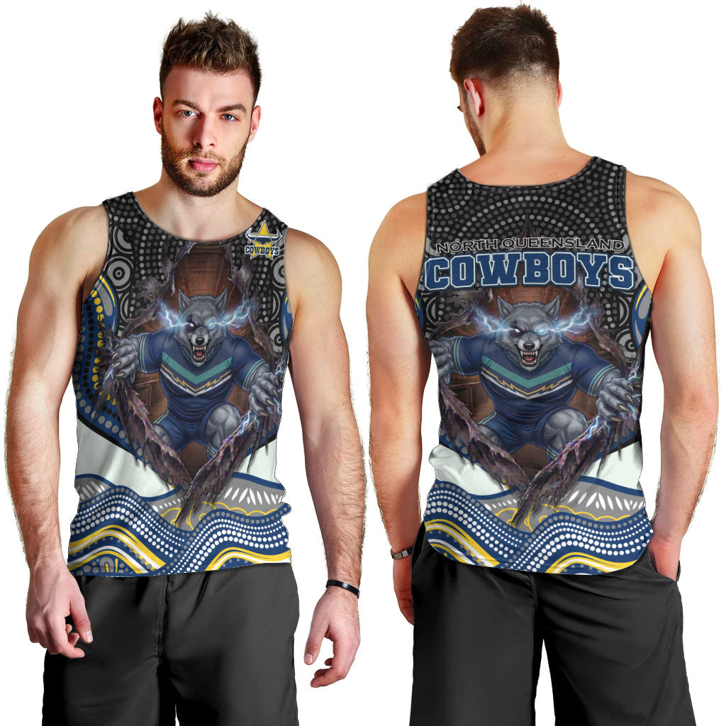 North Queensland Cowboys Men Tank Top The Scream of Lightning Eyes - Indigenous Dot Ripping Effect