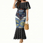 North Queensland Cowboys Mermaid Dress The Scream of Lightning Eyes - Indigenous Dot Ripping Effect