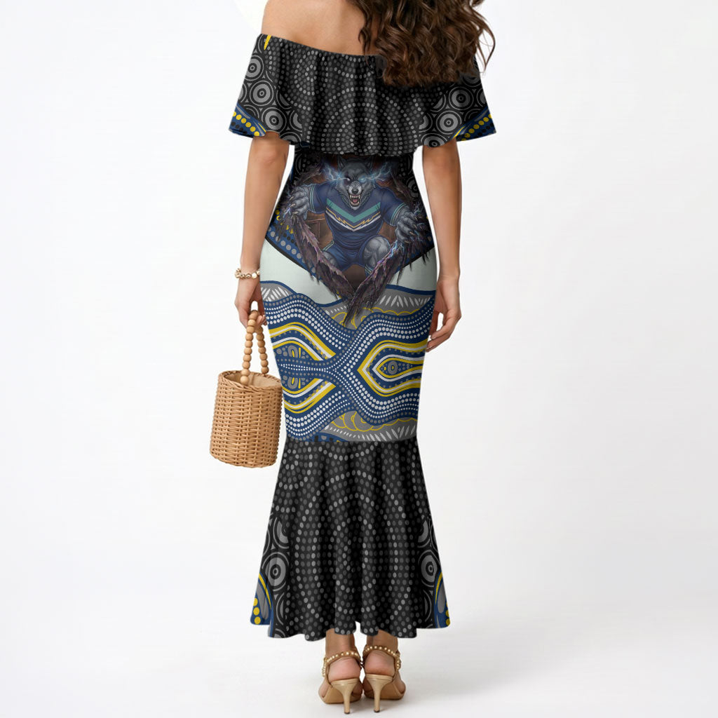 North Queensland Cowboys Mermaid Dress The Scream of Lightning Eyes - Indigenous Dot Ripping Effect