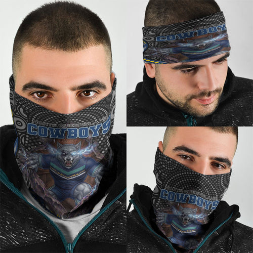 North Queensland Cowboys Neck Gaiter The Scream of Lightning Eyes - Indigenous Dot Ripping Effect