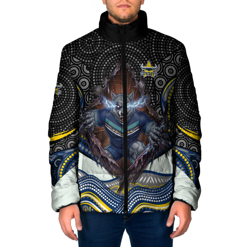North Queensland Cowboys Padded Jacket The Scream of Lightning Eyes - Indigenous Dot Ripping Effect