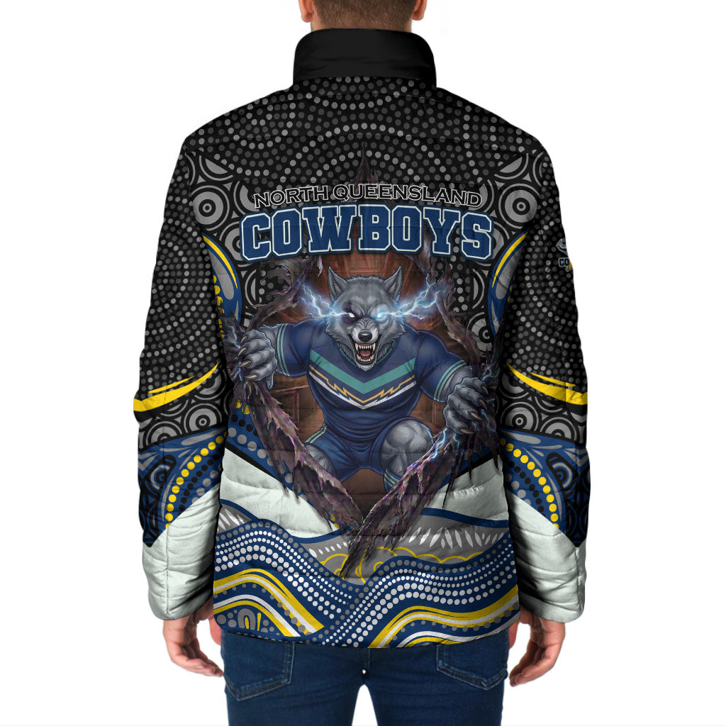 North Queensland Cowboys Padded Jacket The Scream of Lightning Eyes - Indigenous Dot Ripping Effect
