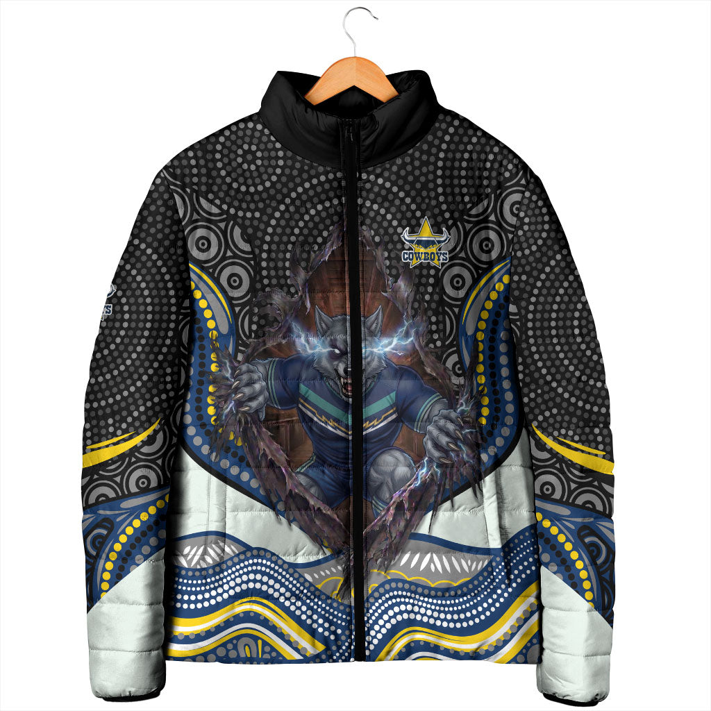 North Queensland Cowboys Padded Jacket The Scream of Lightning Eyes - Indigenous Dot Ripping Effect