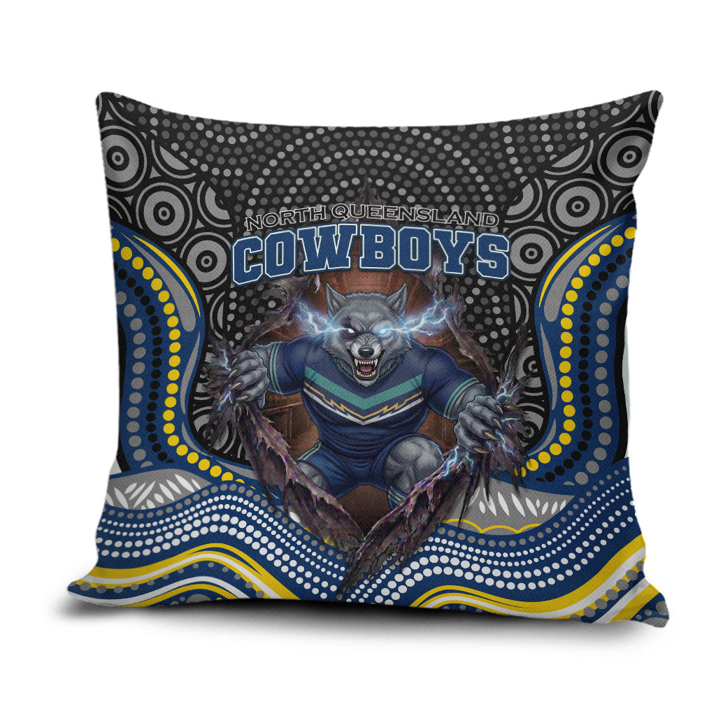 North Queensland Cowboys Pillow Cover The Scream of Lightning Eyes - Indigenous Dot Ripping Effect