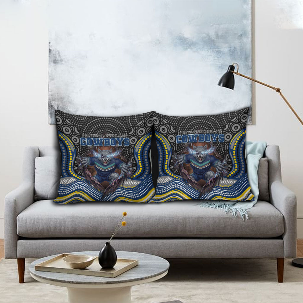 North Queensland Cowboys Pillow Cover The Scream of Lightning Eyes - Indigenous Dot Ripping Effect