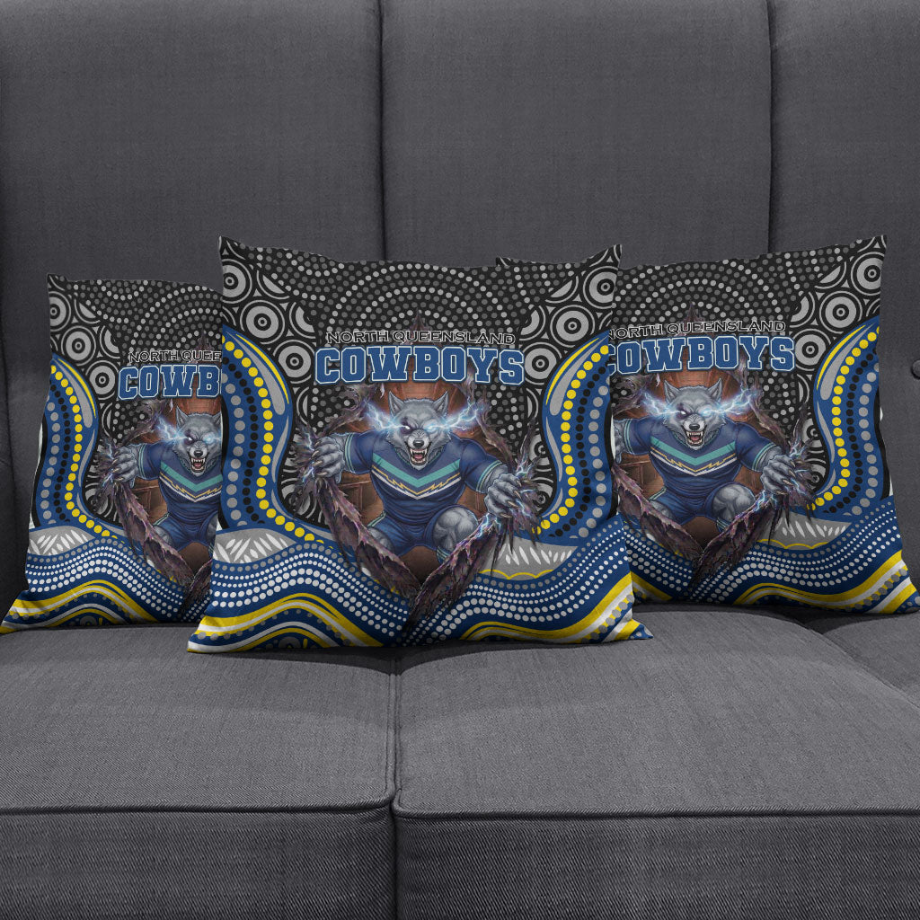 North Queensland Cowboys Pillow Cover The Scream of Lightning Eyes - Indigenous Dot Ripping Effect