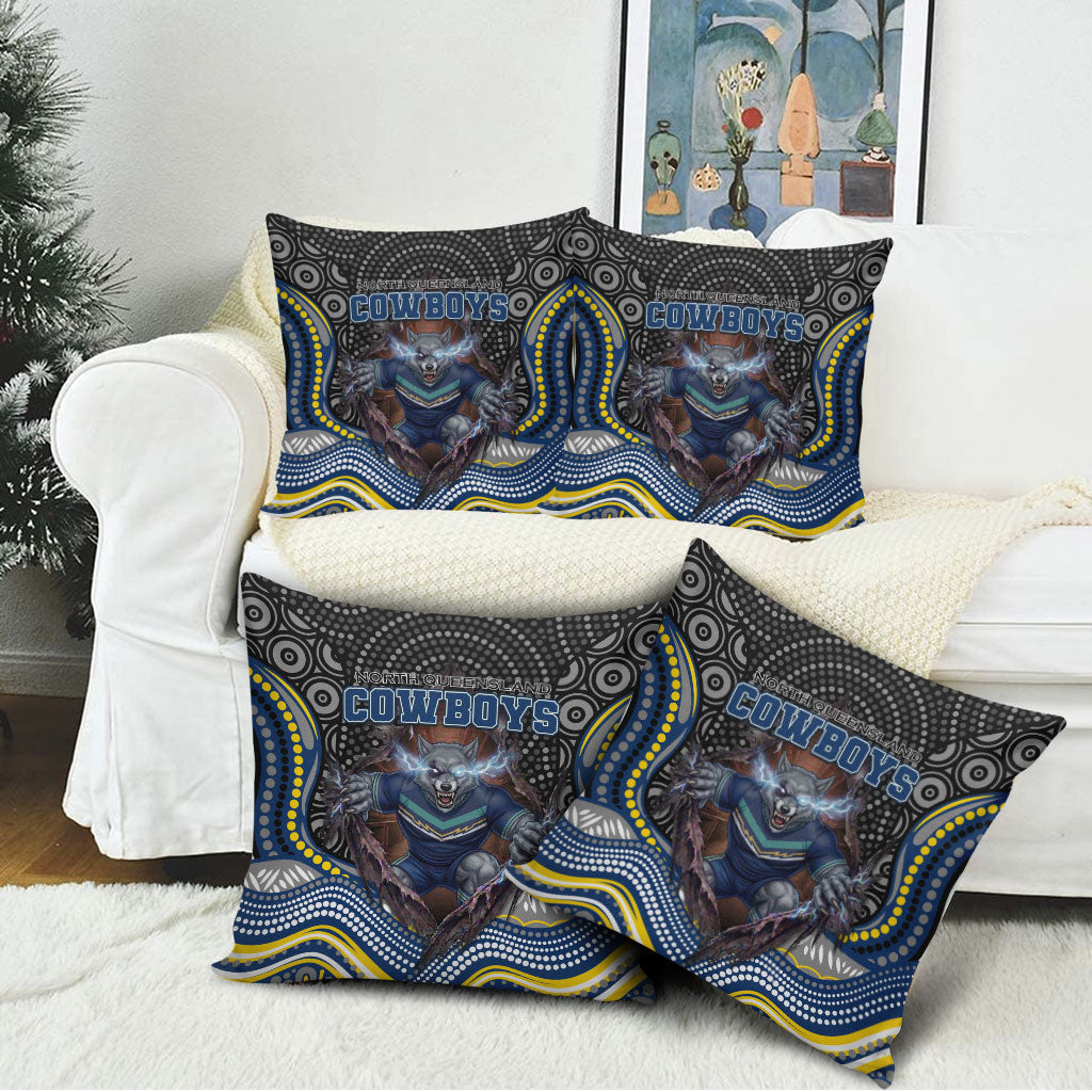 North Queensland Cowboys Pillow Cover The Scream of Lightning Eyes - Indigenous Dot Ripping Effect