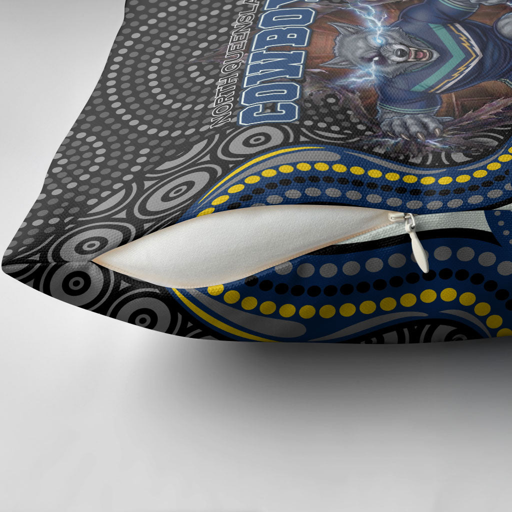 North Queensland Cowboys Pillow Cover The Scream of Lightning Eyes - Indigenous Dot Ripping Effect