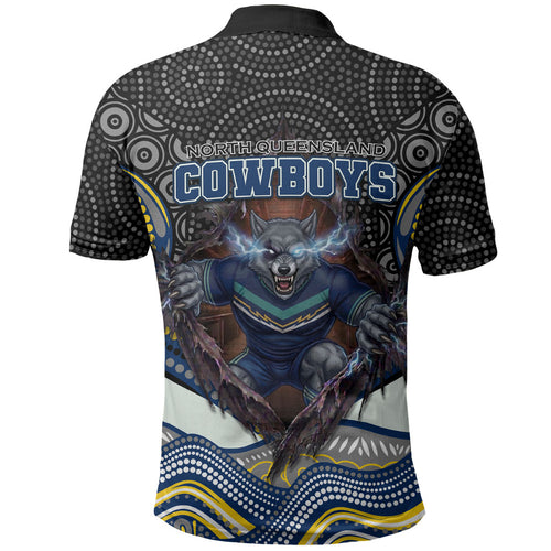 North Queensland Cowboys Polo Shirt The Scream of Lightning Eyes - Indigenous Dot Ripping Effect