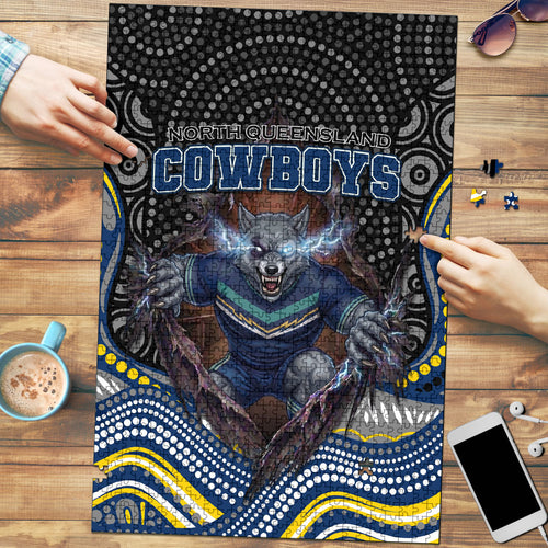 North Queensland Cowboys Puzzle The Scream of Lightning Eyes - Indigenous Dot Ripping Effect