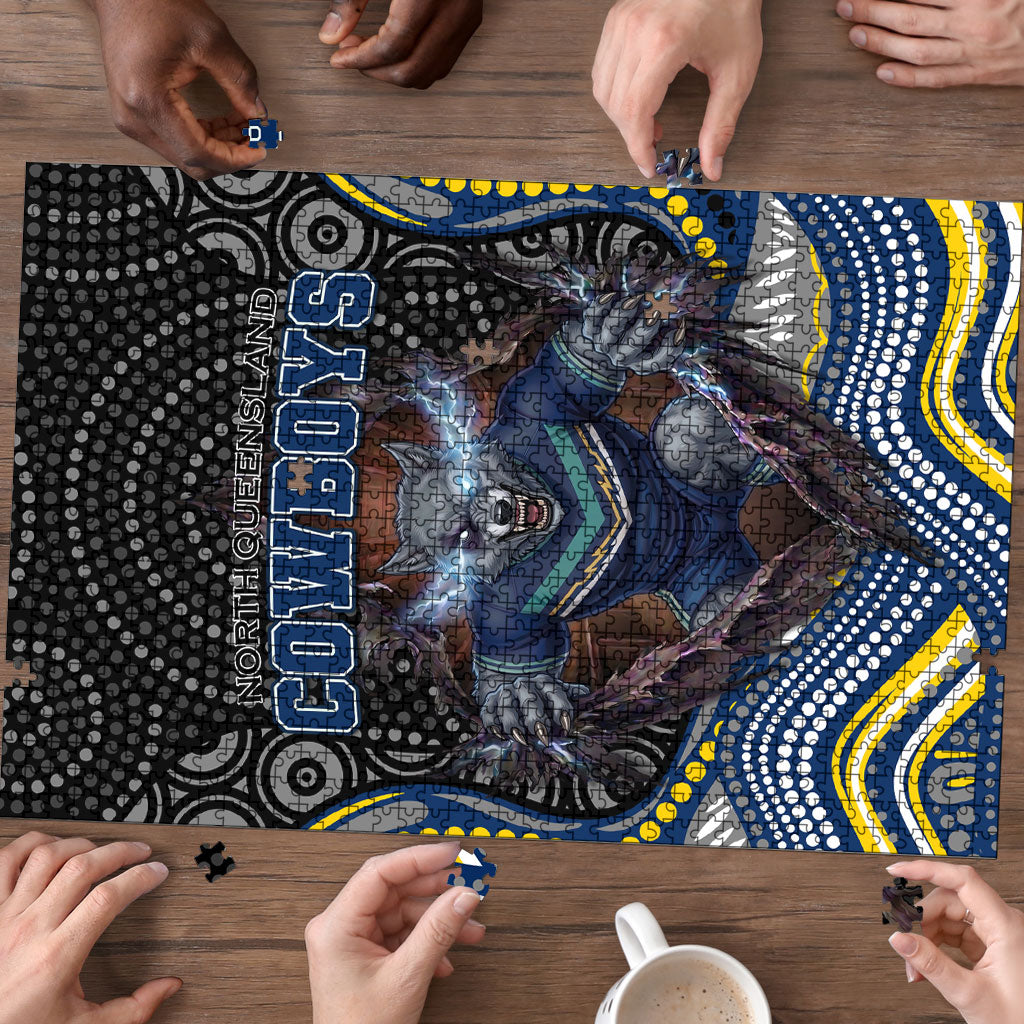North Queensland Cowboys Puzzle The Scream of Lightning Eyes - Indigenous Dot Ripping Effect