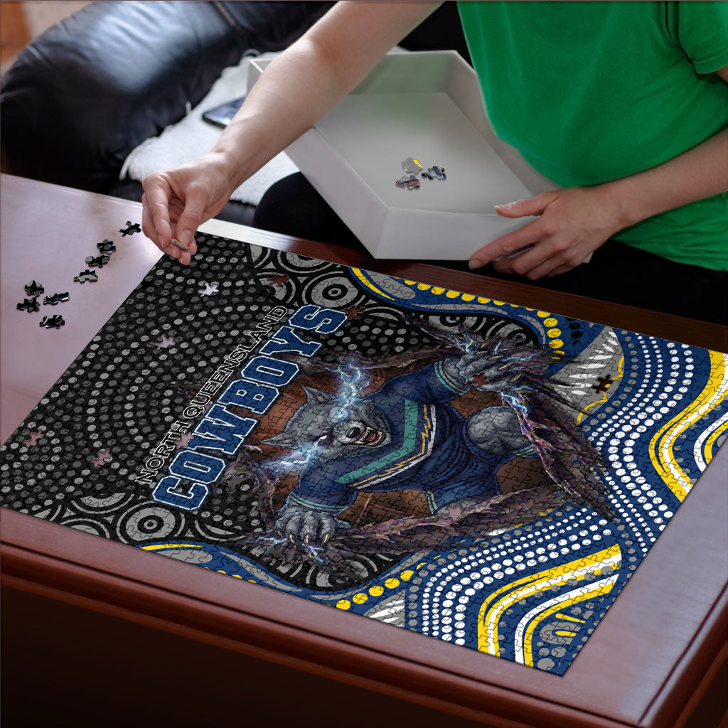 North Queensland Cowboys Puzzle The Scream of Lightning Eyes - Indigenous Dot Ripping Effect