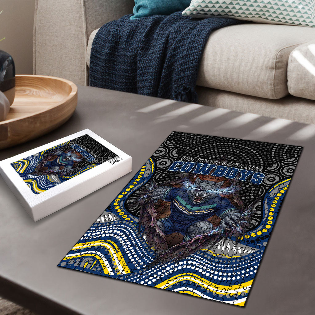 North Queensland Cowboys Puzzle The Scream of Lightning Eyes - Indigenous Dot Ripping Effect