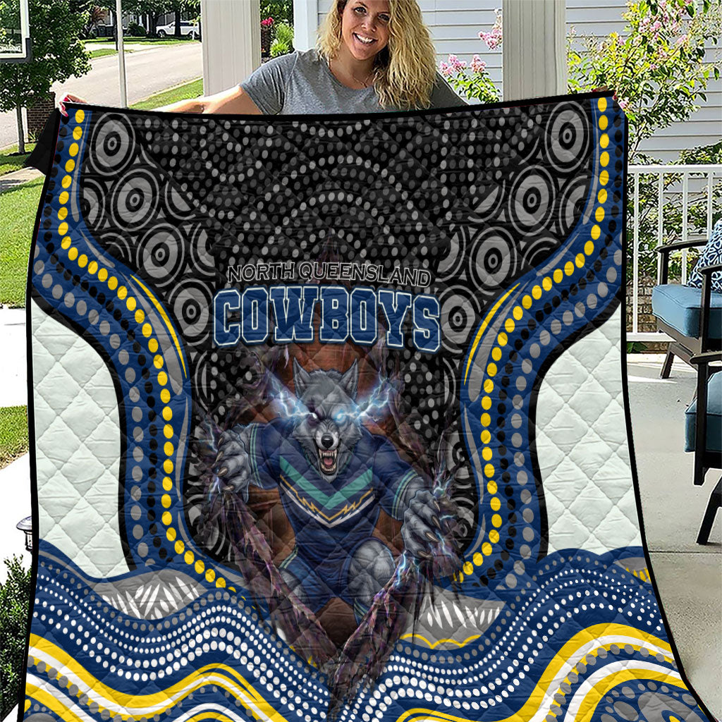 North Queensland Cowboys Quilt The Scream of Lightning Eyes - Indigenous Dot Ripping Effect