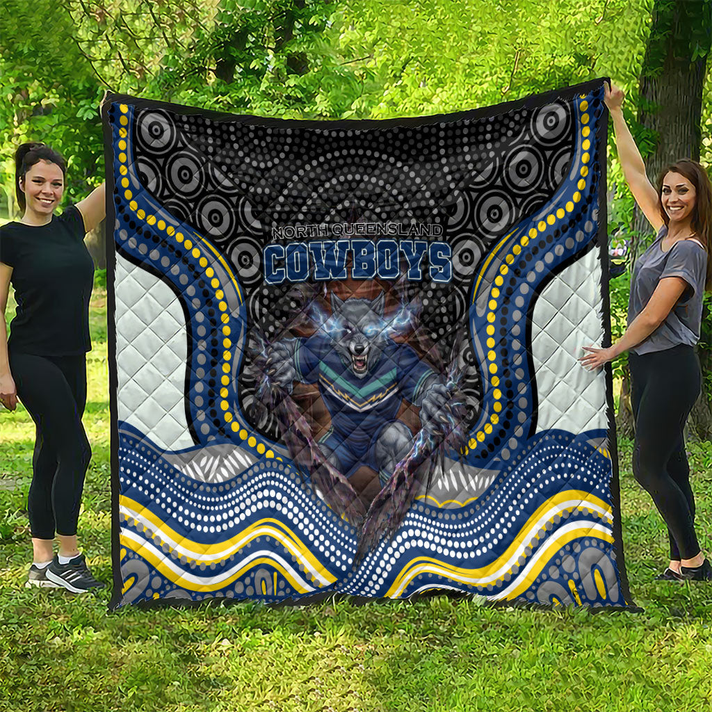 North Queensland Cowboys Quilt The Scream of Lightning Eyes - Indigenous Dot Ripping Effect