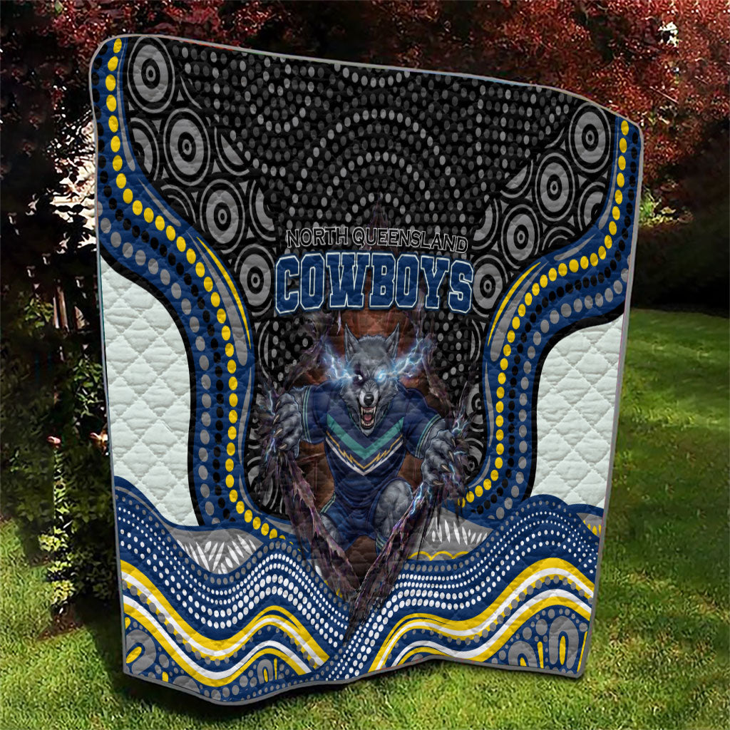 North Queensland Cowboys Quilt The Scream of Lightning Eyes - Indigenous Dot Ripping Effect