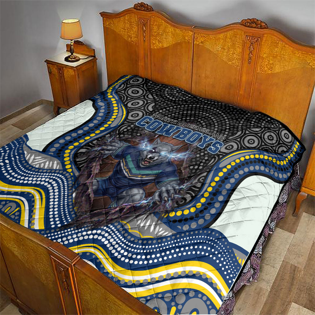 North Queensland Cowboys Quilt The Scream of Lightning Eyes - Indigenous Dot Ripping Effect