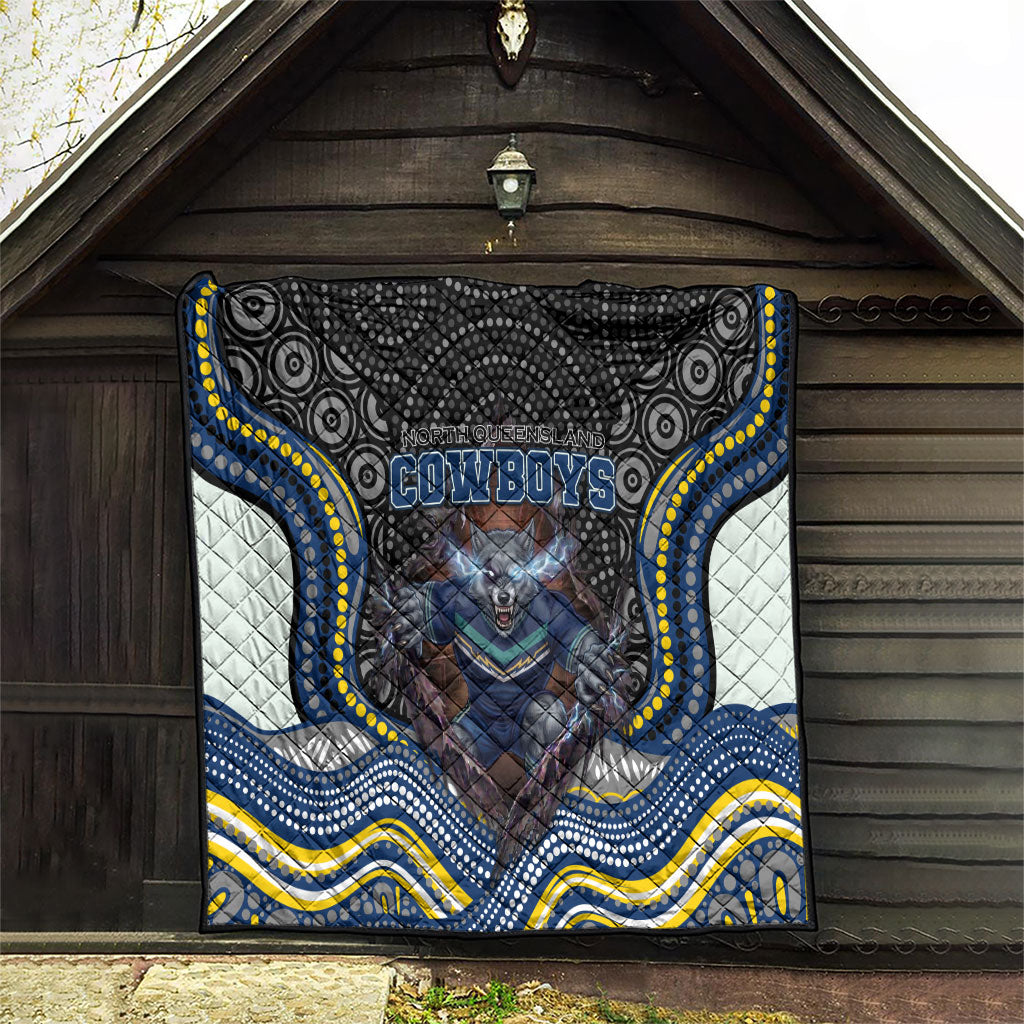 North Queensland Cowboys Quilt The Scream of Lightning Eyes - Indigenous Dot Ripping Effect