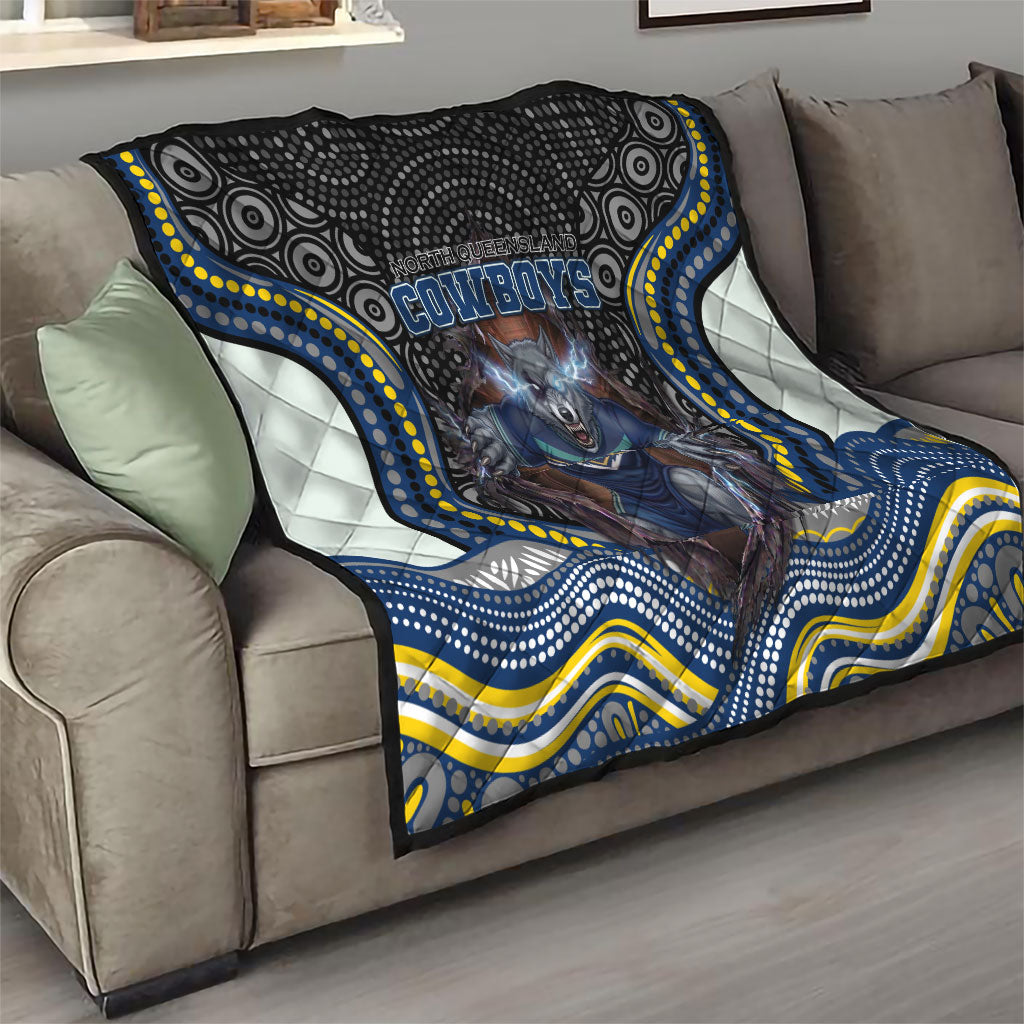 North Queensland Cowboys Quilt The Scream of Lightning Eyes - Indigenous Dot Ripping Effect