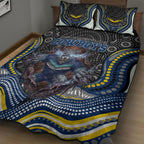North Queensland Cowboys Quilt Bed Set The Scream of Lightning Eyes - Indigenous Dot Ripping Effect