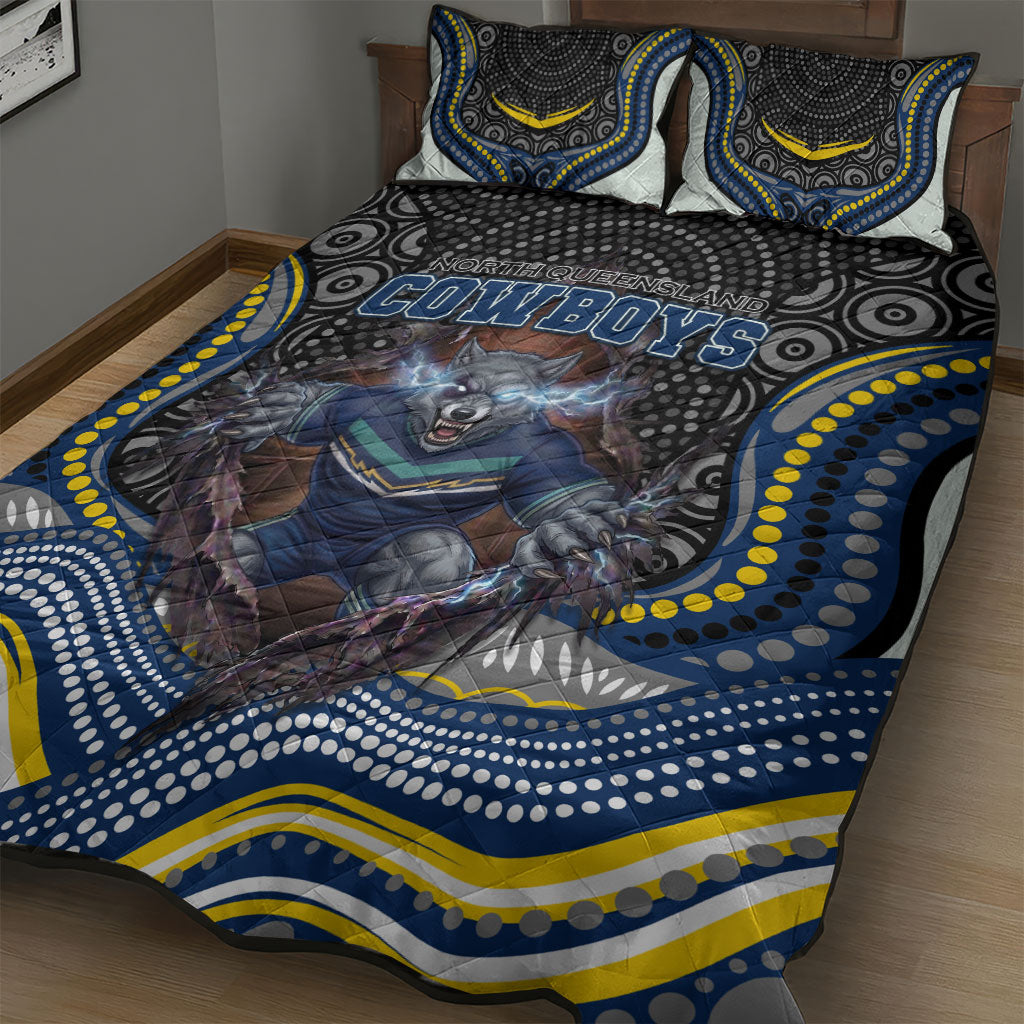 North Queensland Cowboys Quilt Bed Set The Scream of Lightning Eyes - Indigenous Dot Ripping Effect