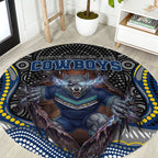 North Queensland Cowboys Round Carpet The Scream of Lightning Eyes - Indigenous Dot Ripping Effect