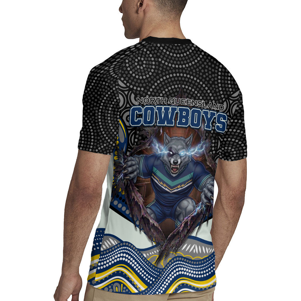 North Queensland Cowboys Rugby Jersey The Scream of Lightning Eyes - Indigenous Dot Ripping Effect