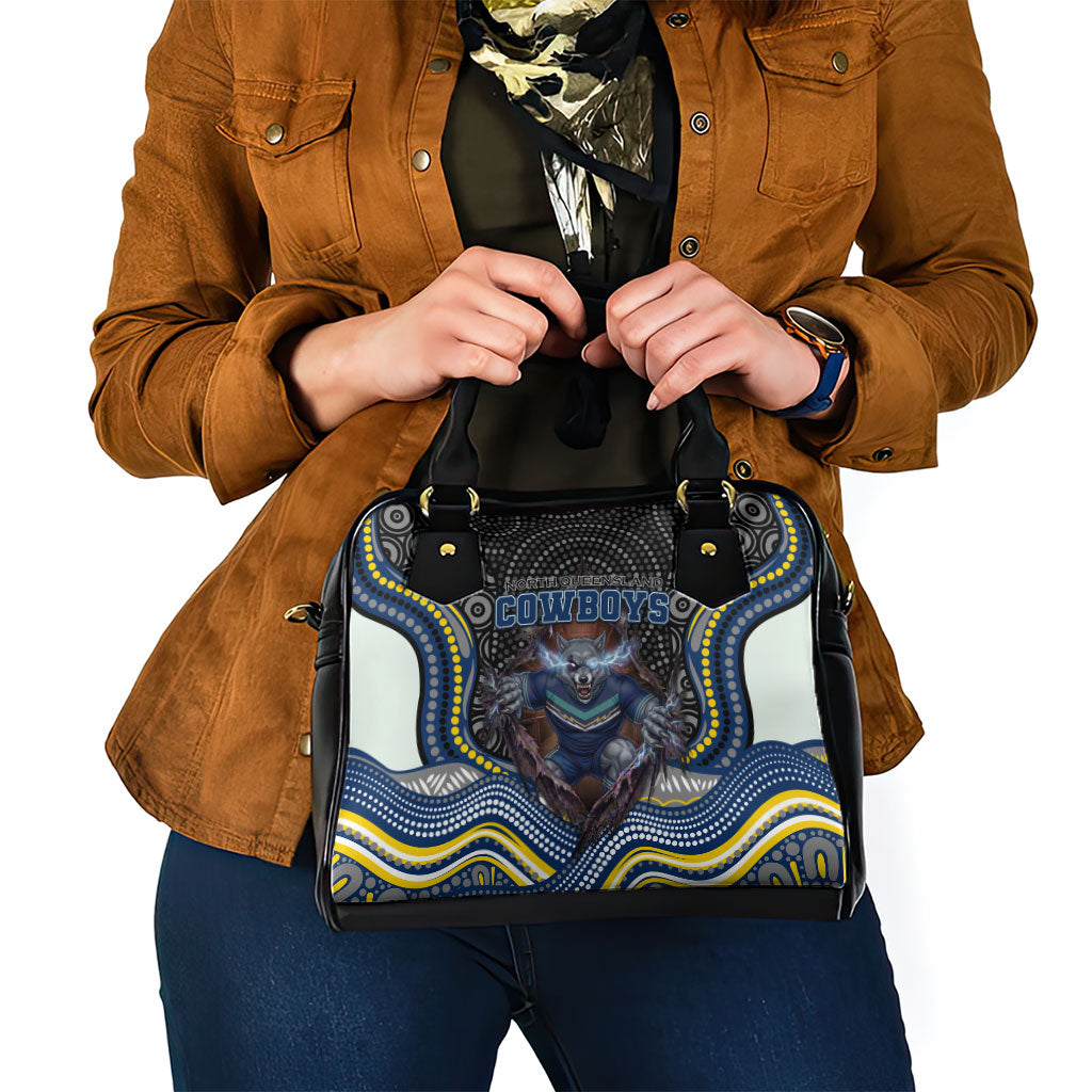 North Queensland Cowboys Shoulder Handbag The Scream of Lightning Eyes - Indigenous Dot Ripping Effect
