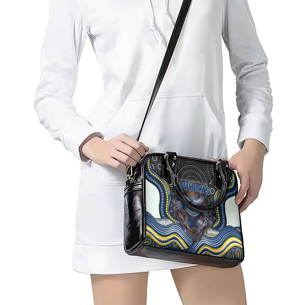 North Queensland Cowboys Shoulder Handbag The Scream of Lightning Eyes - Indigenous Dot Ripping Effect