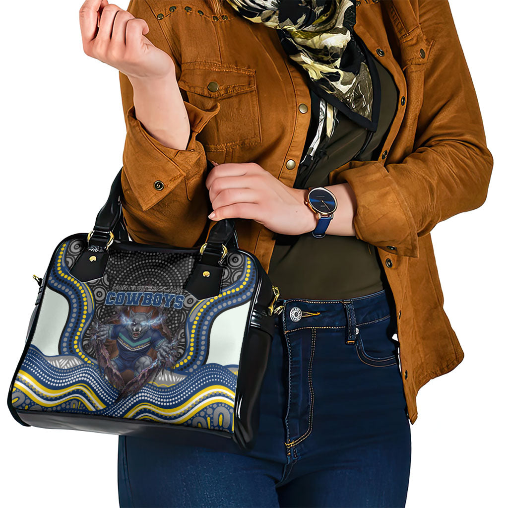 North Queensland Cowboys Shoulder Handbag The Scream of Lightning Eyes - Indigenous Dot Ripping Effect