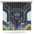 North Queensland Cowboys Shower Curtain The Scream of Lightning Eyes - Indigenous Dot Ripping Effect