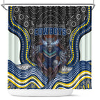 North Queensland Cowboys Shower Curtain The Scream of Lightning Eyes - Indigenous Dot Ripping Effect