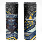 North Queensland Cowboys Skinny Tumbler The Scream of Lightning Eyes - Indigenous Dot Ripping Effect