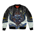 North Queensland Cowboys Sleeve Zip Bomber Jacket The Scream of Lightning Eyes - Indigenous Dot Ripping Effect