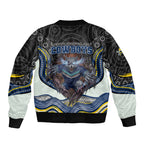 North Queensland Cowboys Sleeve Zip Bomber Jacket The Scream of Lightning Eyes - Indigenous Dot Ripping Effect