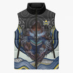 North Queensland Cowboys Sleeveless Puffer Jacket The Scream of Lightning Eyes - Indigenous Dot Ripping Effect